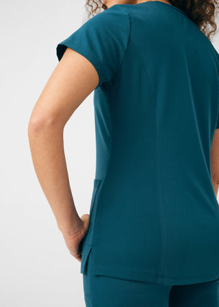 Caribbean Beyond Happy 3-Pocket V-Neck Top Scrubs