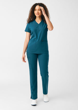 Caribbean Beyond Happy 3-Pocket V-Neck Top Scrubs