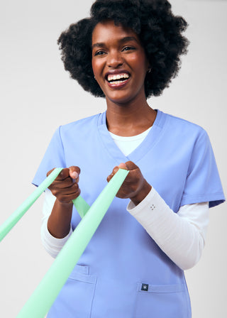 Ceil Beyond Happy 3-Pocket V-Neck Top Scrubs