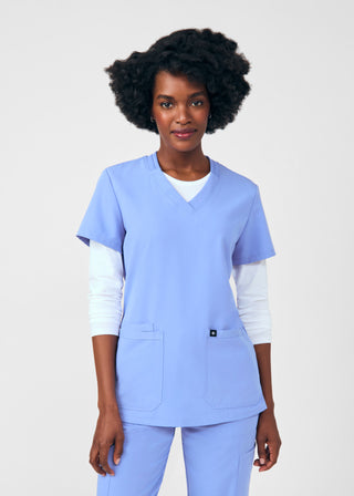 Ceil Beyond Happy 3-Pocket V-Neck Top Scrubs