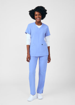 Ceil Beyond Happy 3-Pocket V-Neck Top Scrubs