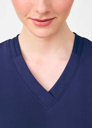 Navy Beyond Happy 3-Pocket V-Neck Top Scrubs
