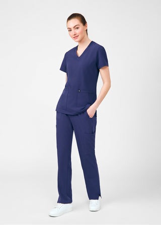 Navy Beyond Happy 3-Pocket V-Neck Top Scrubs
