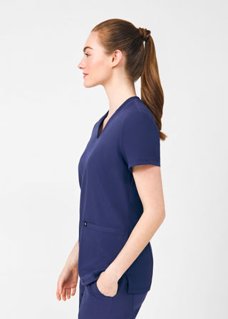 Navy Beyond Happy 3-Pocket V-Neck Top Scrubs