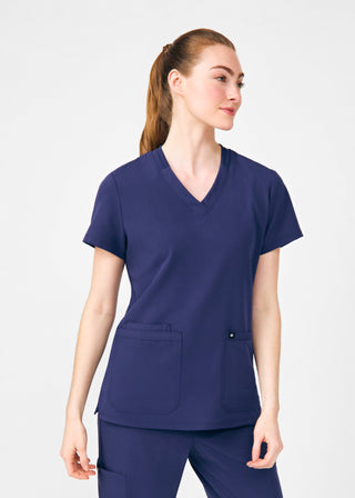 Navy Beyond Happy 3-Pocket V-Neck Top Scrubs