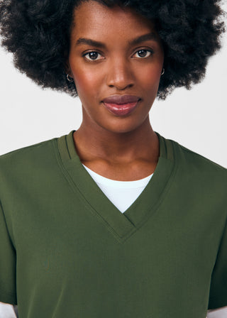 Olive Beyond Happy 3-Pocket V-Neck Top Scrubs
