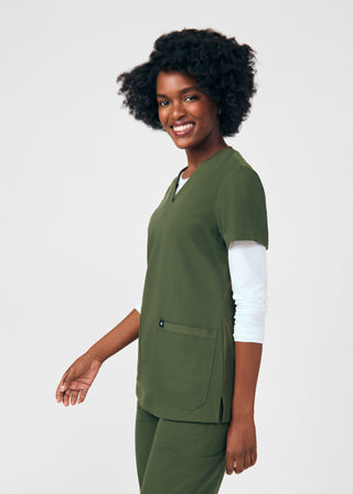 Olive Beyond Happy 3-Pocket V-Neck Top Scrubs