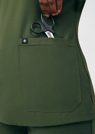 Olive Beyond Happy 3-Pocket V-Neck Top Scrubs