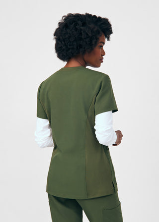 Olive Beyond Happy 3-Pocket V-Neck Top Scrubs