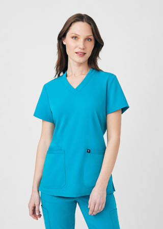 Teal Beyond Happy 3-Pocket V-Neck Top Scrubs