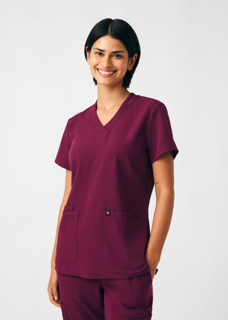 Wine Beyond Happy 3-Pocket V-Neck Top Scrubs