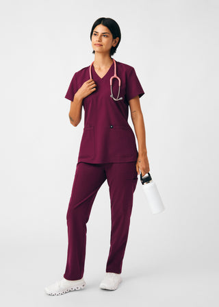 Wine Beyond Happy 3-Pocket V-Neck Top Scrubs