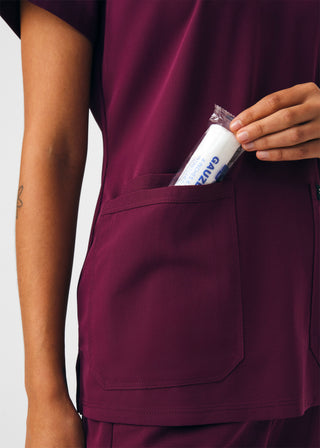 Wine Beyond Happy 3-Pocket V-Neck Top Scrubs