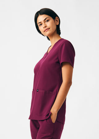 Wine Beyond Happy 3-Pocket V-Neck Top Scrubs