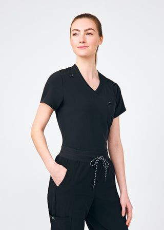 Black Beyond Happy 1-Pocket V-Neck Top Scrubs