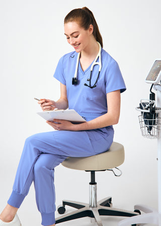 Ceil Beyond Happy 1-Pocket V-Neck Top Scrubs