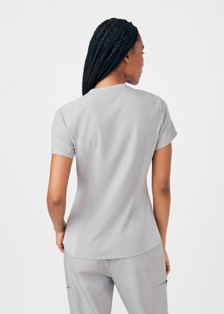 Heather Light Gray Beyond Happy 1-Pocket V-Neck Top Scrubs