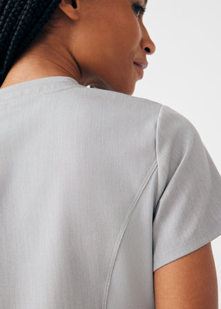 Heather Light Gray Beyond Happy 1-Pocket V-Neck Top Scrubs