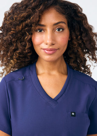 Navy Beyond Happy 1-Pocket V-Neck Top Scrubs