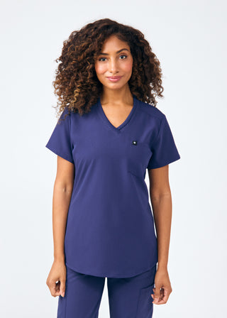 Navy Beyond Happy 1-Pocket V-Neck Top Scrubs