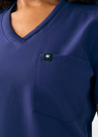 Navy Beyond Happy 1-Pocket V-Neck Top Scrubs