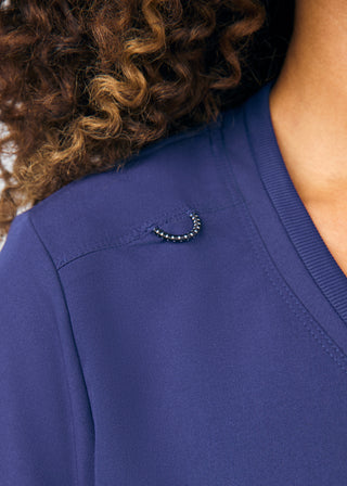 Navy Beyond Happy 1-Pocket V-Neck Top Scrubs