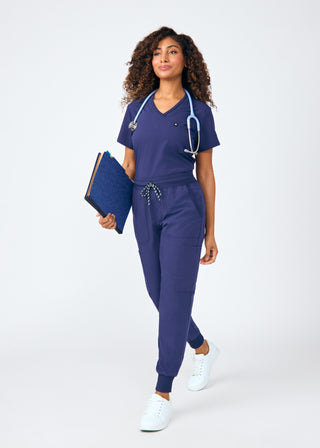 Navy Beyond Happy 1-Pocket V-Neck Top Scrubs