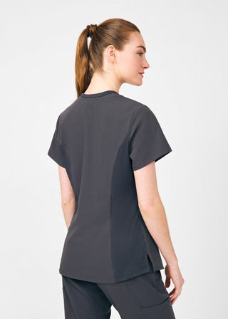 Pewter Beyond Happy 1-Pocket V-Neck Top Scrubs