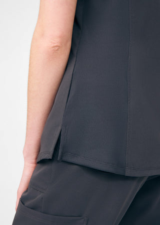 Pewter Beyond Happy 1-Pocket V-Neck Top Scrubs