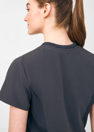 Pewter Beyond Happy 1-Pocket V-Neck Top Scrubs