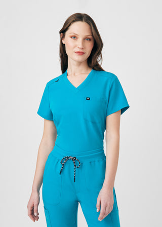 Teal Beyond Happy 1-Pocket V-Neck Top Scrubs
