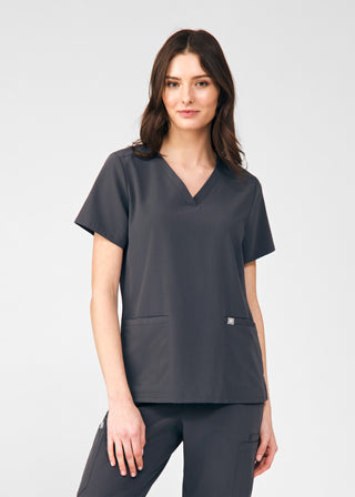 Pewter Beyond Indulgence 3-Pocket V-Neck Top Scrubs