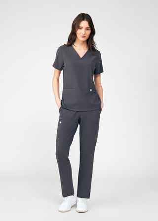 Pewter Beyond Indulgence 3-Pocket V-Neck Top Scrubs