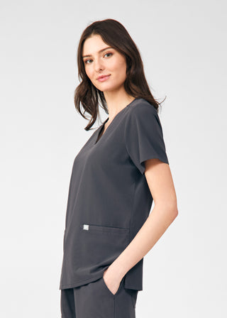 Pewter Beyond Indulgence 3-Pocket V-Neck Top Scrubs