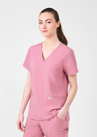 Strawberry Mousse Beyond Indulgence 3-Pocket V-Neck Top Scrubs