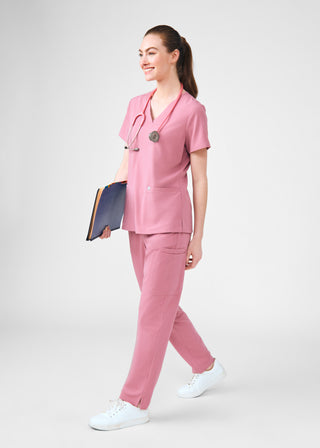 Strawberry Mousse Beyond Indulgence 3-Pocket V-Neck Top Scrubs