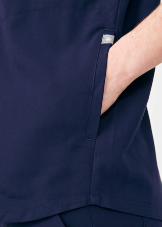 Navy Beyond Indulgence 3-Pocket Mandarin Split Collar Top Scrubs