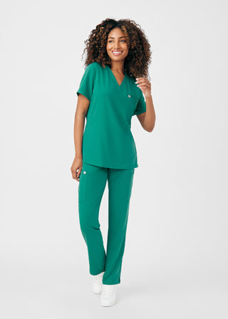 Fresh Moss Beyond Indulgence 2-Pocket V-Neck Top Scrubs