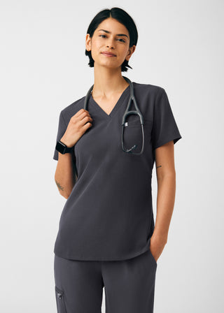 Pewter Beyond Indulgence 2-Pocket V-Neck Top Scrubs