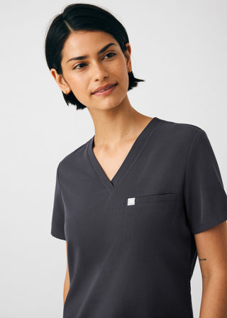 Pewter Beyond Indulgence 2-Pocket V-Neck Top Scrubs