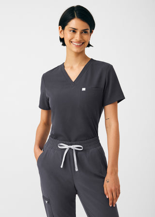 Pewter Beyond Indulgence 2-Pocket V-Neck Top Scrubs