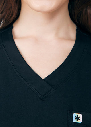 Black Beyond Cozy 2-Pocket V-Neck Top Scrubs
