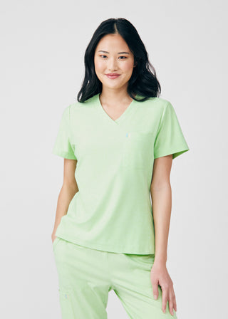 Heather Misty Green Beyond Cozy 2-Pocket V-Neck Top Scrubs
