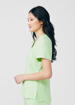 Heather Misty Green Beyond Cozy 2-Pocket V-Neck Top Scrubs