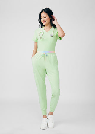 Heather Misty Green Beyond Cozy 2-Pocket V-Neck Top Scrubs