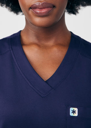 Navy Beyond Cozy 2-Pocket V-Neck Top Scrubs