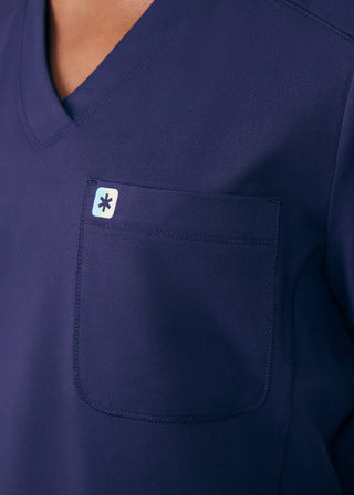 Navy Beyond Cozy 2-Pocket V-Neck Top Scrubs