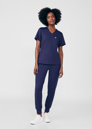 Navy Beyond Cozy 2-Pocket V-Neck Top Scrubs