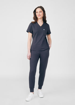 Pewter Beyond Cozy 2-Pocket V-Neck Top Scrubs