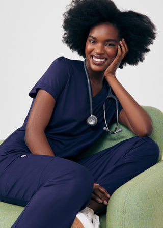 Navy Beyond Cozy 3-Pocket V-Neck Top Scrubs
